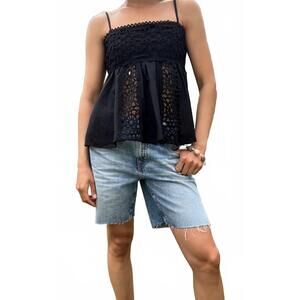 NEW MINT EXCLUSIVES boho babydoll crochet tank in black